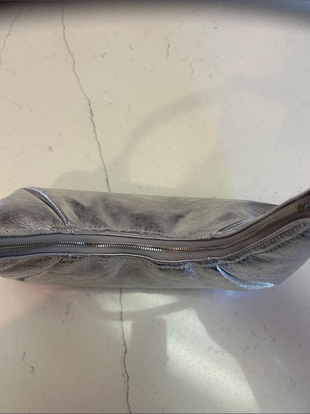 Zara Metallic Silver Crescent Shoulder Bag - Picture 7 of 13
